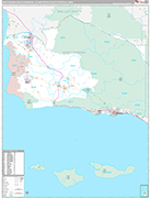 Santa Maria-Santa Barbara Wall Map Premium Style